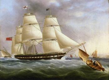 詹姆斯 E 巴特斯沃思 A Three-Masted Ship off Dover